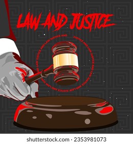 injustice. Law dummy. Judge gavel and law design illustration concept with Dark and Red highlight color. banner. poster. vector Illustration on EPS 10