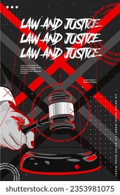 injustice. Law dummy. Judge gavel and law design illustration concept with Dark and Red highlight color. banner. poster. vector Illustration on EPS 10