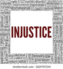 Injustice vector illustration word cloud isolated on a white background.