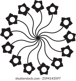  Ink abstract circle pattern mandala flower floral petal stack.Mandala design