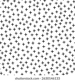 Ink abstract cross seamless pattern. Background with artistic strokes in black and white sketchy style. Hipster monochrome texture. Simple pattern.