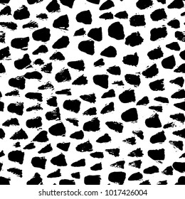 Ink abstract seamless pattern. Background with artistic strokes in black and white sketchy style. Design element for backdrops and textile