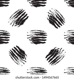 Ink abstract seamless pattern. Background with artistic strips in black and white sketchy style. Design element for backdrops and textile