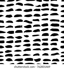 Ink abstract seamless pattern. Background with artistic strokes in black and white sketchy style. Design element for backdrops and textile.