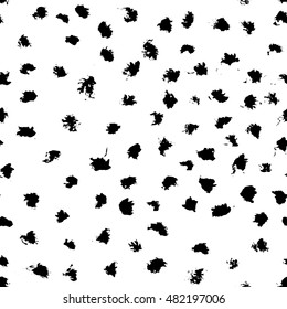 Ink abstract splatters. Hand drawn seamless pattern.