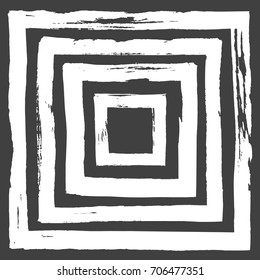 Ink Abstract Square Pattern. Background with artistic strokes in black and white sketchy style. Design element for backdrops and textile.