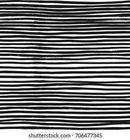 Ink Abstract Stripe Seamless Pattern. Background with artistic strokes in black and white sketchy style. Design element for backdrops and textile.