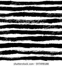 Ink abstract strips seamless pattern. Background with artistic strips and row in sketchy style. Design element for backdrops and textile in black and white colors