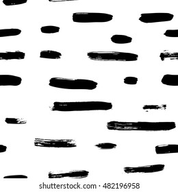 Ink abstract strokes. Hand drawn seamless pattern.