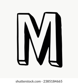 Ink alphabet hand drawn vector lettering isolated on white background