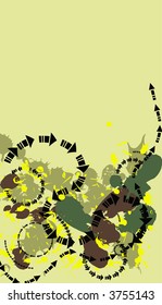 ink and arrow abstract background - yellow, green vector illustration