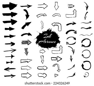 Ink arrows collection. Vector eps10.