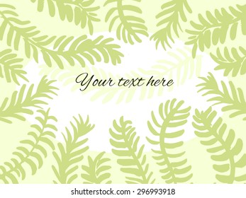 Ink background image with fern leaf. Your text here. Vector image.