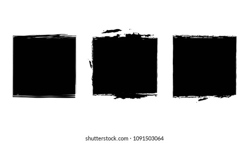 Ink banner. Ink vector billet. Black vector frame. Dirty artistic box, frame. Background for text. Black squares template. Design element for advertising. Ink box. Sticker. Black spot.  