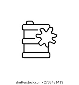 Ink Barrel Icon Representing Spillage Or Contamination In Minimalist Outline