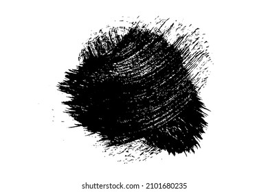 Ink black abstract paint stroke isolated on white background. Paint droplets. Digitally generated image. Vector design elements, illustration, EPS 10.