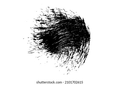 Tintenfisch, abstrakter schwarzer Farbstrich einzeln auf weißem Hintergrund. Farbige Tröpfchen. Digitales Bild. Vektordesign-Elemente, Illustration, EPS10.