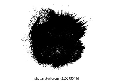 Ink black abstract paint stroke isolated on white background. Paint droplets. Digitally generated image. Vector design elements, illustration, EPS 10.