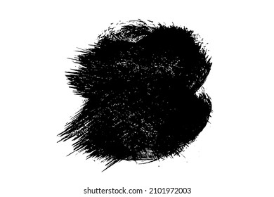 Ink black abstract paint stroke isolated on white background. Paint droplets. Digitally generated image. Vector design elements, illustration, EPS 10.