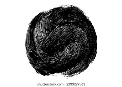Ink black abstract paint stroke isolated on white background. Round vector design elements, illustration, EPS 10.