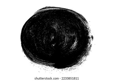 Pintura abstracta de tinta negra aislada sobre fondo blanco. Elementos de diseño de vector redondo, ilustración, EPS 10.