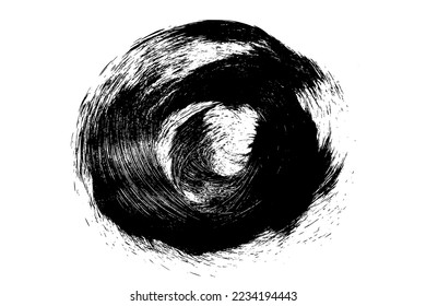 Ink black abstract paint stroke isolated on white background. Round vector design elements, illustration, EPS 10.