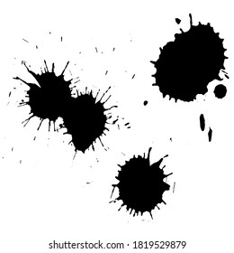 Ink black blot set. Abstract stain. Isolate on a white background. Vector illustration