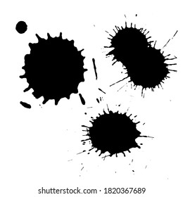 Ink black blot set. Abstract stain. Isolate on a white background. Vector illustration