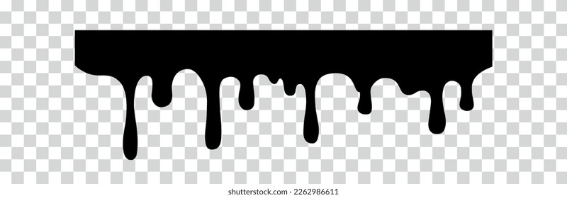 Ink black drop concept. Dark liquid on copy space. Grunge style and street art, spray. Template, layout and mock up. Cartoon flat vector illustrations isolated on transparent background