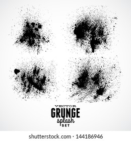 Ink Black Grunge Splat Set