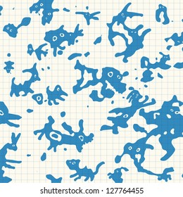 Ink bloats on graph paper sheet