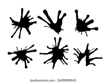 Conjunto de gotas de tinta. Siluetas Abstractas de salpicaduras de pintura líquida. Grunge splotch colección de Vector, aislado sobre fondo blanco