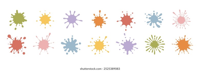 Ink blob. Paint drip. Splash stain shape. Color spot splash.