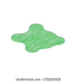 Ink blobs sign. Green scribble Icon with solid contour on white background. Illustration.