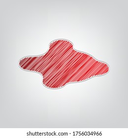 Ink blobs sign. Red gradient scribble Icon with artistic contour gray String on light gray Background. Illustration.