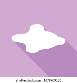 Ink blobs sign. White Icon with long shadow at purple background. Illustration.