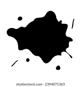 Corazón de tinta. Mancha abstracta con gotas y salpicaduras. Placa negra de pintura. Ilustración vectorial aislada en un fondo blanco. Líquido mancha de tinta sucia. Estilo Grunge. Textura. Elemento de diseño