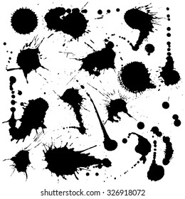 Ink blot collection isolated on white background. Ink drop for design