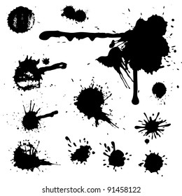 Ink blot collection isolated on white background