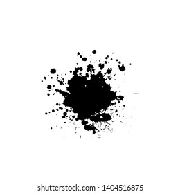  Ink blot splashing on white background. A drop of ink, diffuse spots.