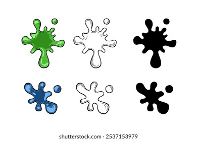 Ilustración vectorial de salpicaduras de manchas de tinta