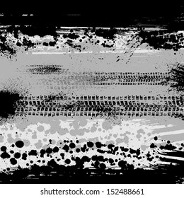 Ink blots abstract background with tire tracks. eps10
