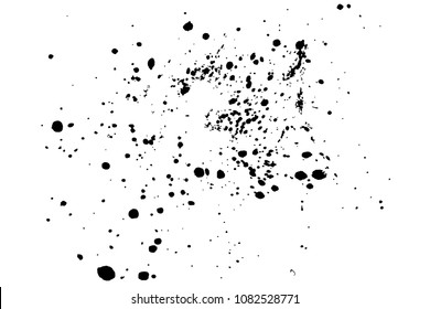 Ink blots background. Grunge texture. Poster for your design. Black paint splatter, dirty. Hand drawing. Vector illustration Isolated on white background
