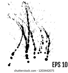 Ink blots background. Grunge texture. Poster for your design. Black paint splatter, dirty. Hand drawing. Vector illustration Isolated on white background