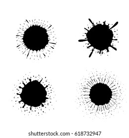 Ink blots. Black Paint splash set, Vector illustration