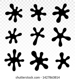 Ink blots. Dripping Paint Set. Dripping liquid. Paint flows. Current paint, stains. Current drops. Ink splashes. Flowing liquid. Stencil drops. Paint splatter. Molten. Black spots. Ink texture. Drops