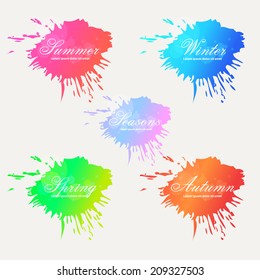 Ink blots Seasons:cloud, spring, summer, autumn, winter, season.You can design cards, notebook,flyer, banner, cover and so on