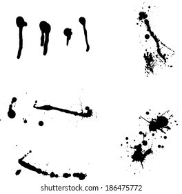 Manchas de tinta, manchas de tinta plana, silueta de tinta aislada en blanco, manchas de manchas, manchas de tinta desordenadas, manchas de manchas de pintura, manchas de manchas