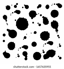 Ink blots and spots for graphic design are made in freehand manner – vector hand drawn illustration isolated on white background. The Figures for decoration, prints, to complement composition for logo