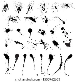 Ink blots vector set. Grunge paint splashes.